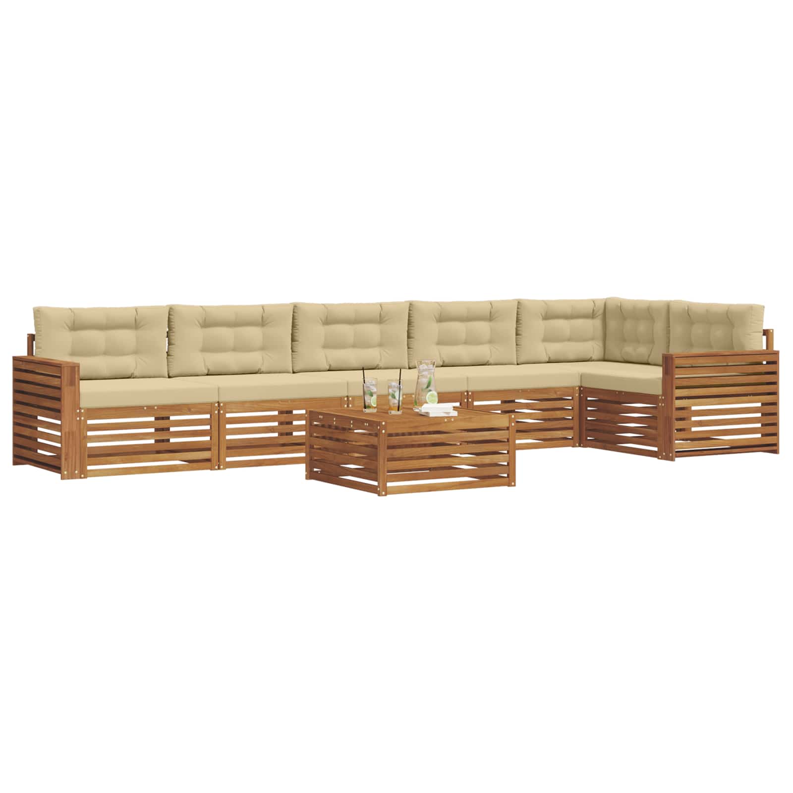 Outdoor-Sofagarnitur mit Kissen 7 pcs Natur und Beige