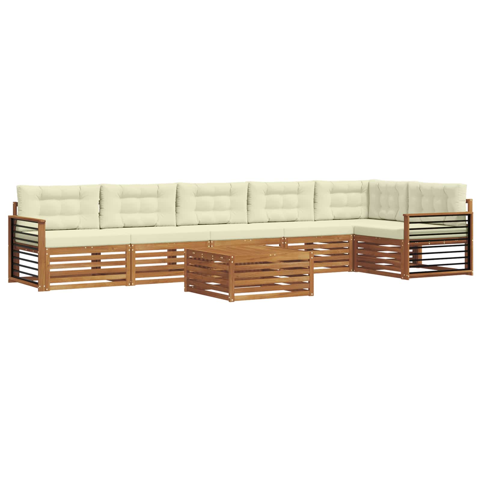 Outdoor-Sofagarnitur mit Kissen 7 pcs Natur und Creme