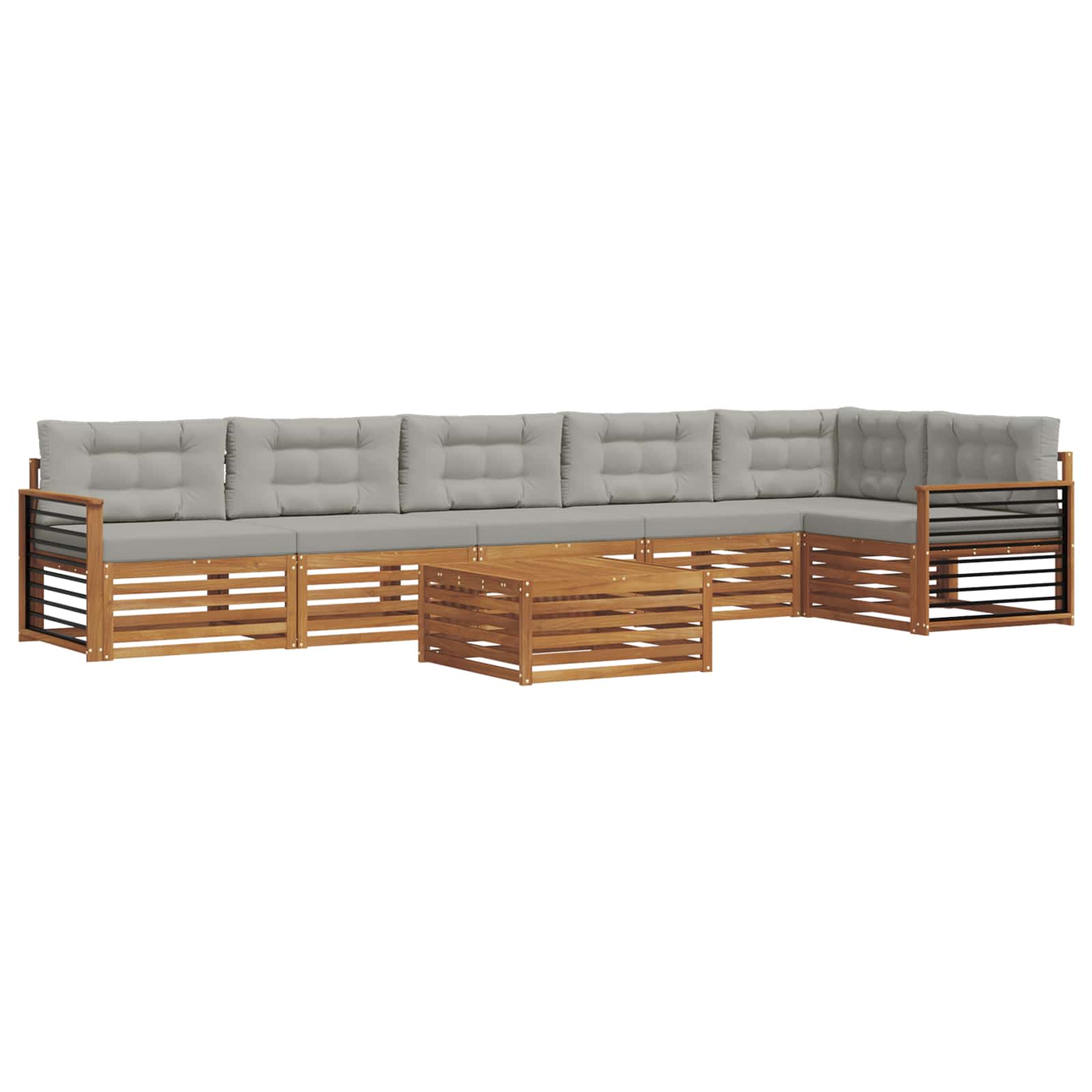 Outdoor-Sofagarnitur mit Kissen 7 pcs Natürlich und Hellgrau