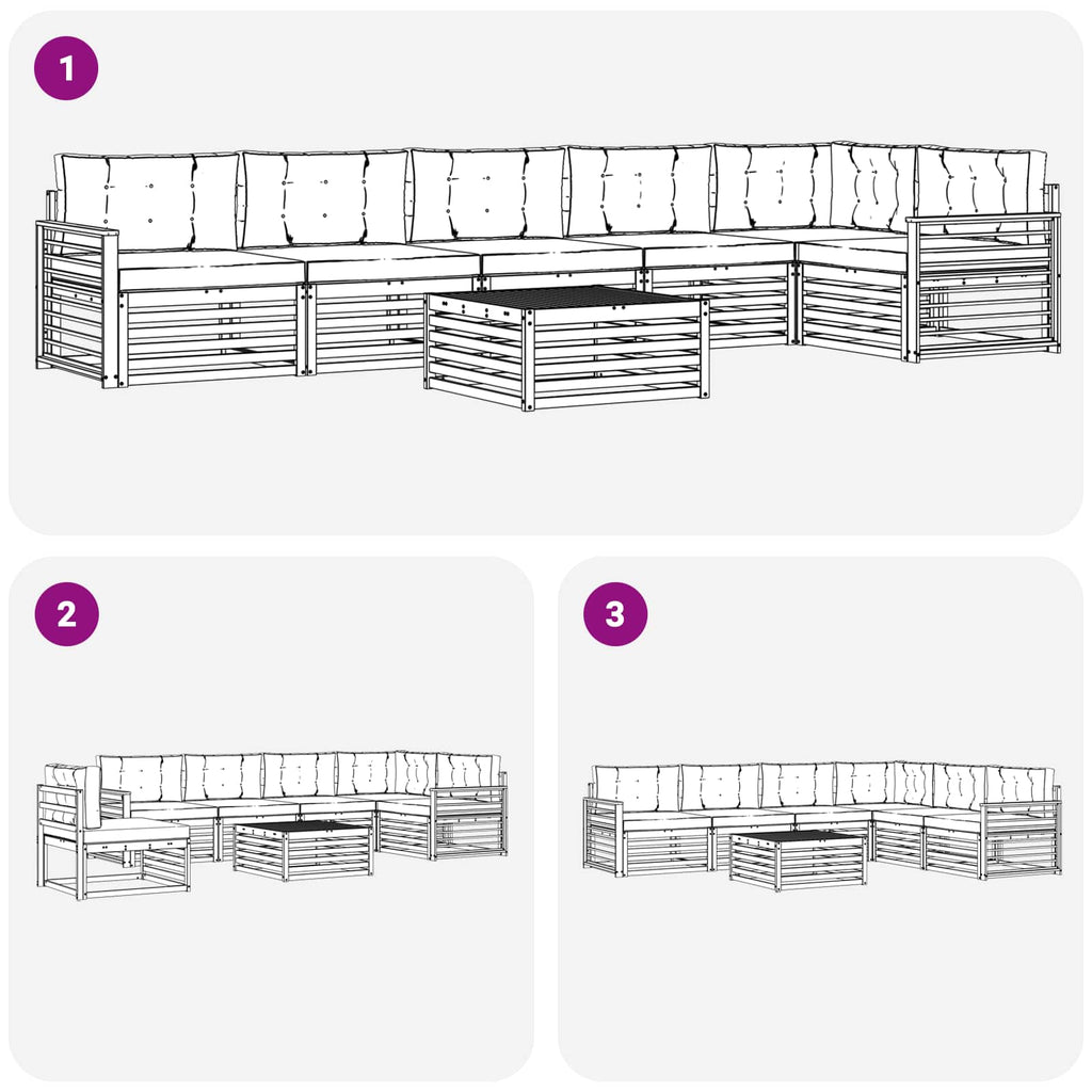 Outdoor-Sofagarnitur mit Kissen 7 pcs Natürlich und Hellgrau