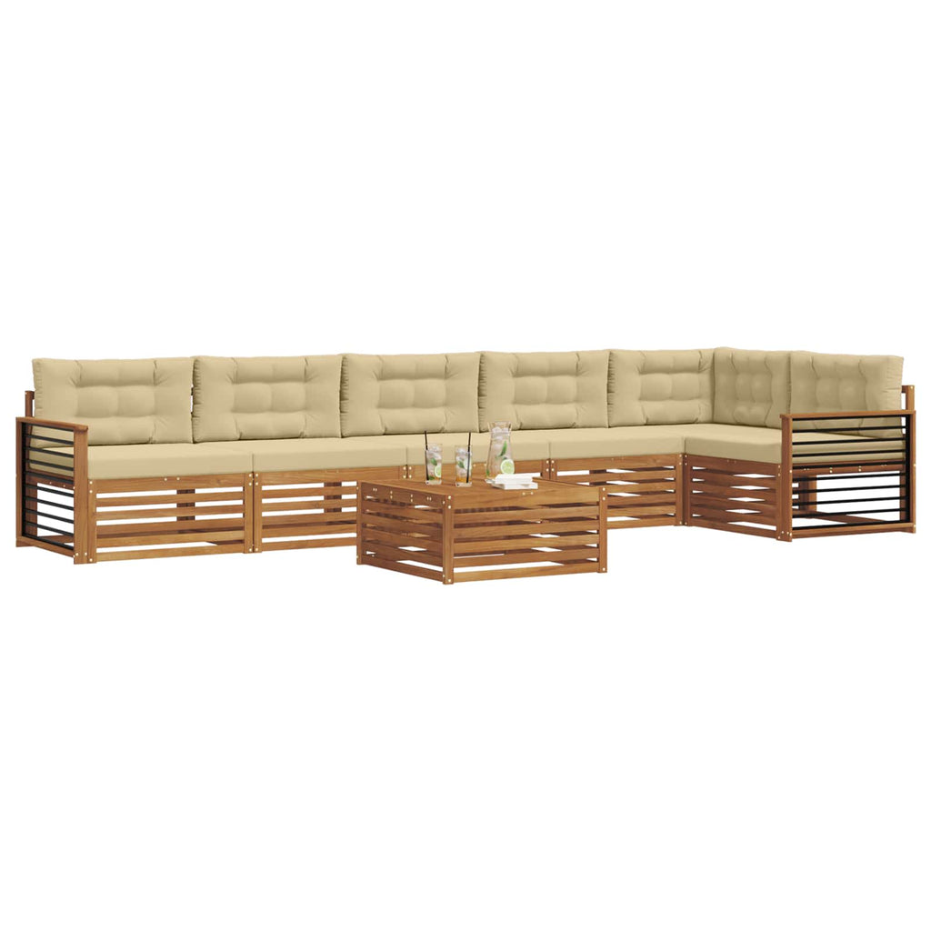 Outdoor-Sofagarnitur mit Kissen 7 pcs Natur und Beige