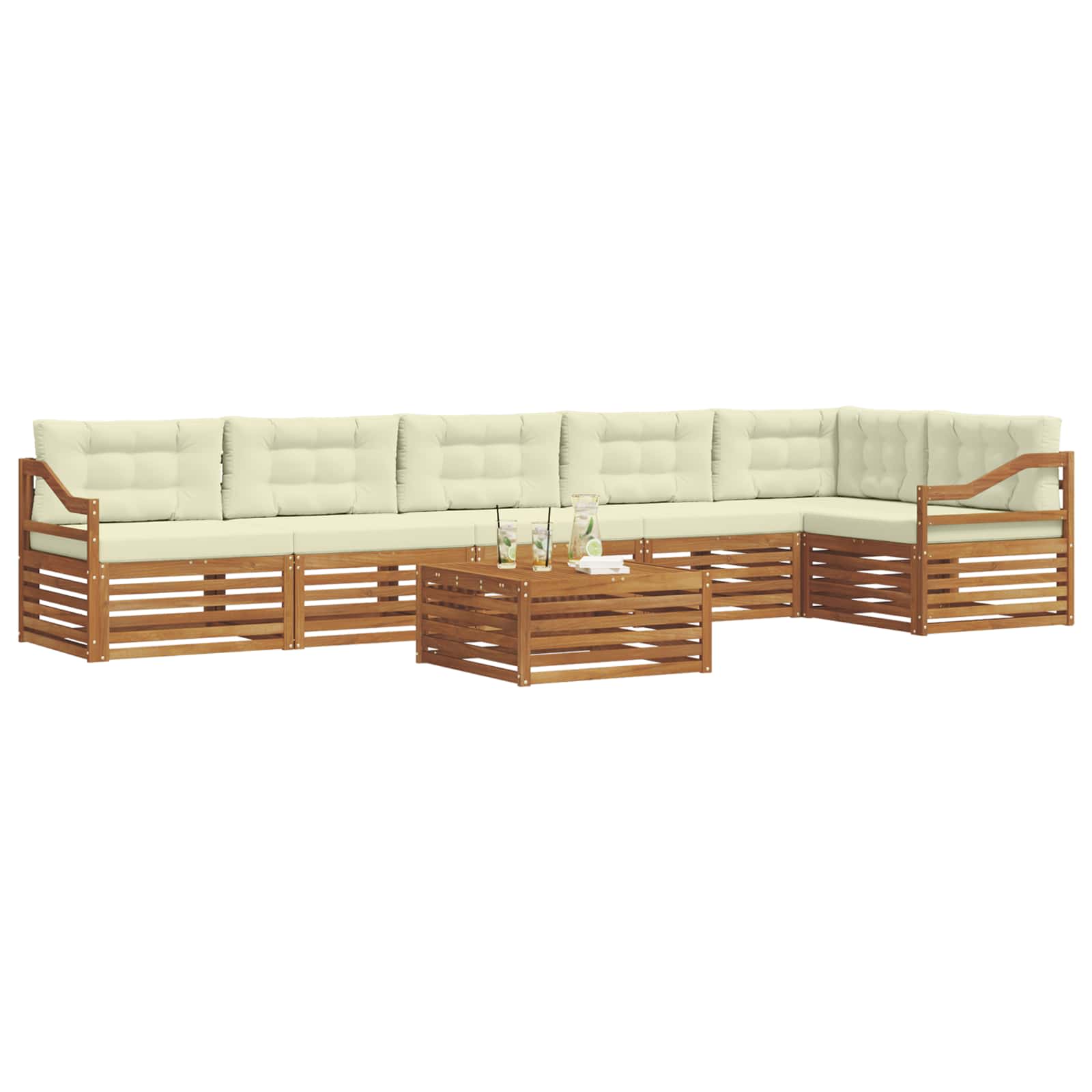 Outdoor-Sofagarnitur mit Kissen 7 pcs Natur und Creme