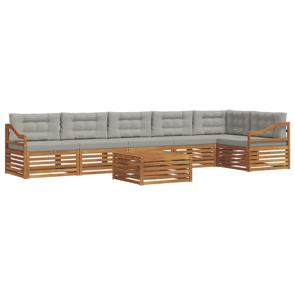 Outdoor-Sofagarnitur mit Kissen 7 pcs Natürlich und Hellgrau