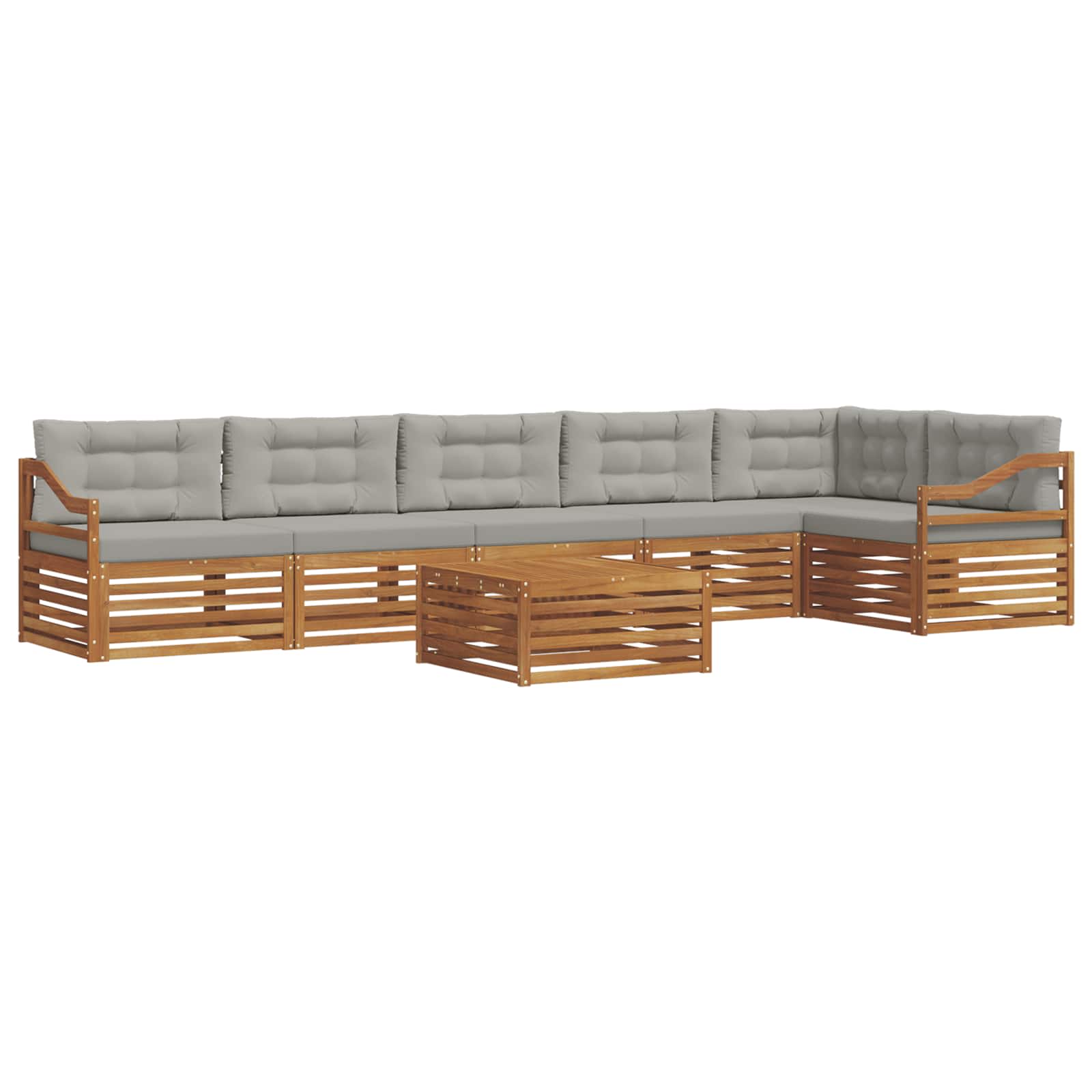Outdoor-Sofagarnitur mit Kissen 7 pcs Natürlich und Hellgrau