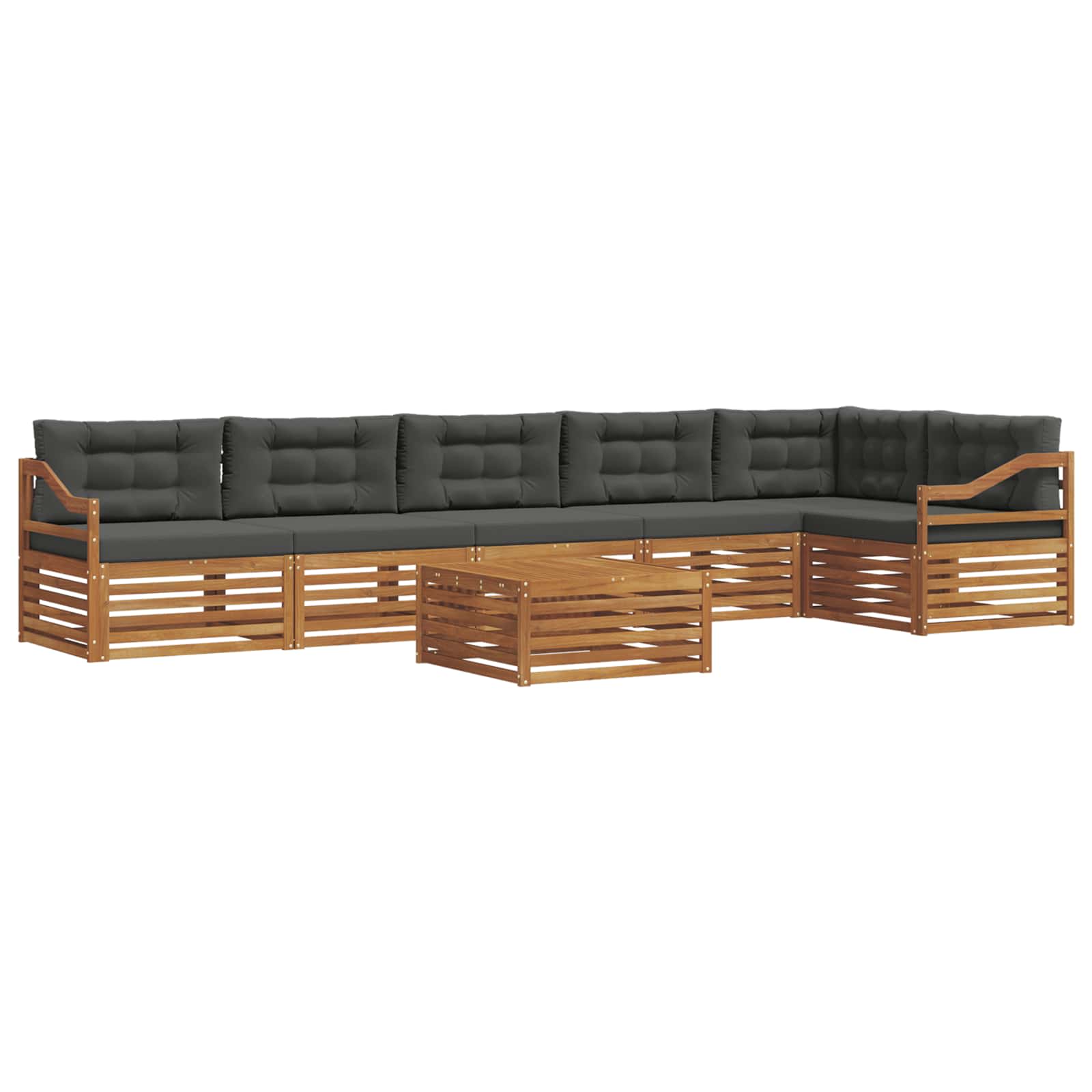 Outdoor-Sofagarnitur mit Kissen 7 pcs Natur und Anthrazit