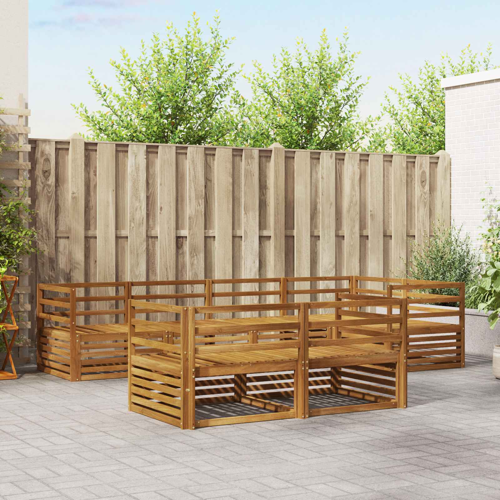 Outdoor-Sofagarnitur 7 pcs Natur Massivholz Akazie