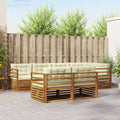 Outdoor-Sofagarnitur mit Kissen 7 pcs Natur und Creme