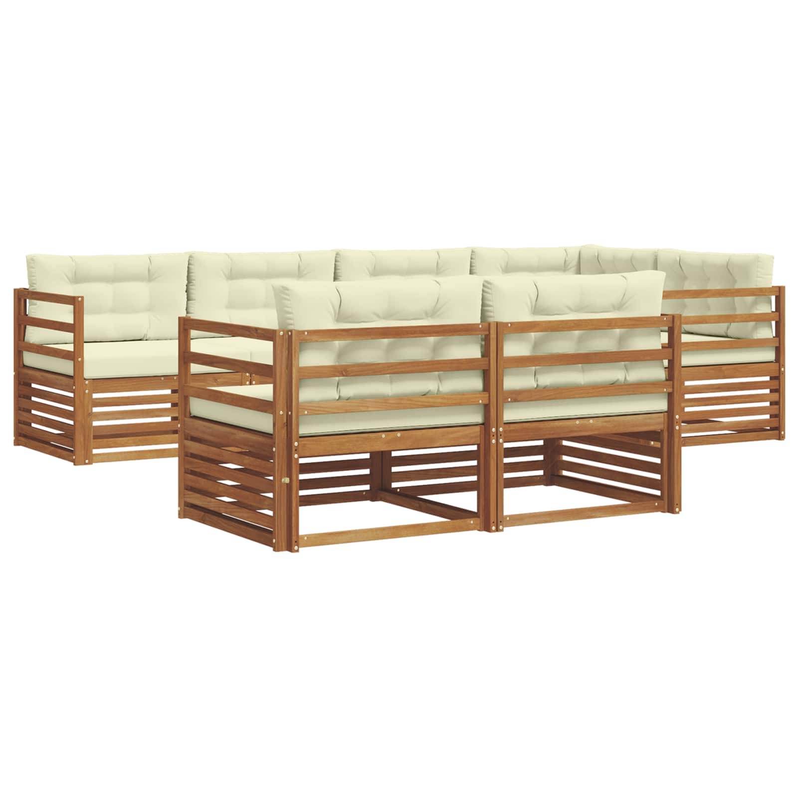 Outdoor-Sofagarnitur mit Kissen 7 pcs Natur und Creme