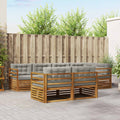 Outdoor-Sofagarnitur mit Kissen 7 pcs Natürlich und Hellgrau