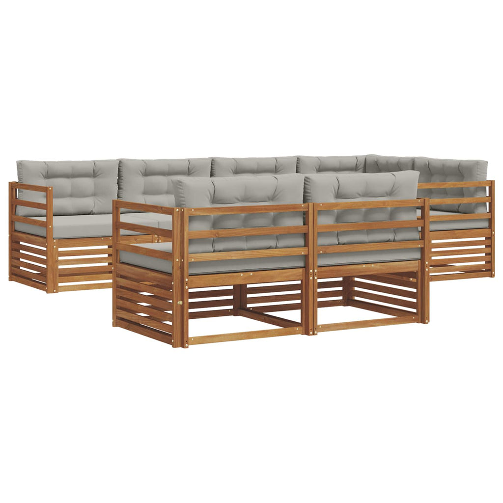 Outdoor-Sofagarnitur mit Kissen 7 pcs Natürlich und Hellgrau