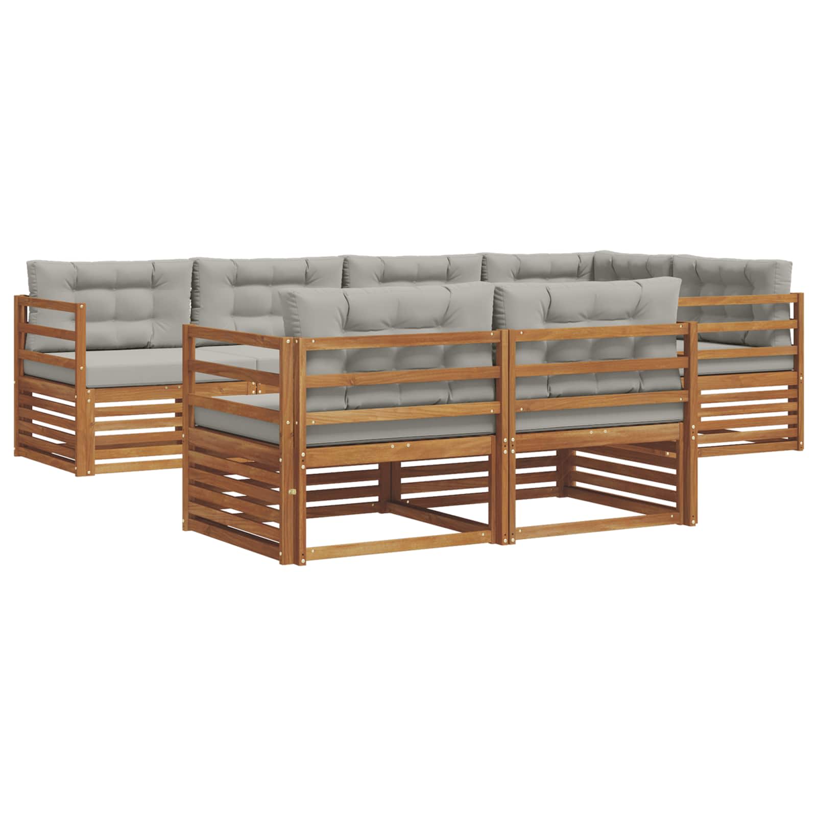 Outdoor-Sofagarnitur mit Kissen 7 pcs Natürlich und Hellgrau