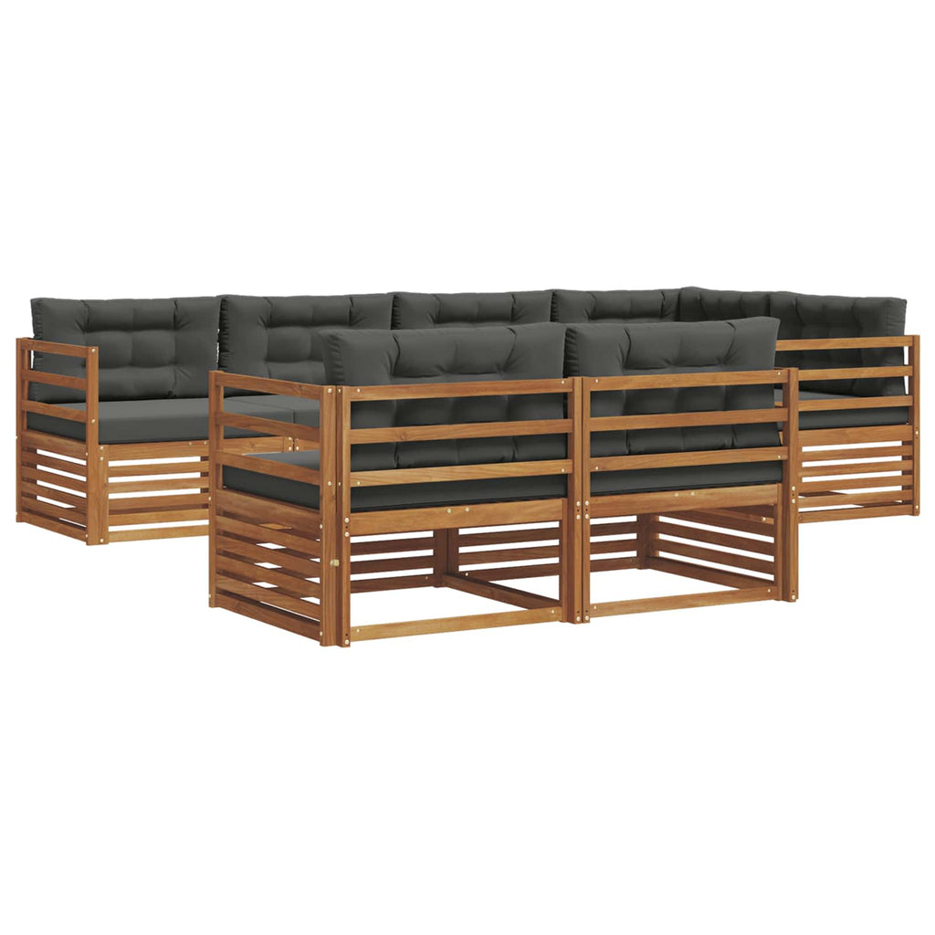 Outdoor-Sofagarnitur mit Kissen 7 pcs Natur und Anthrazit