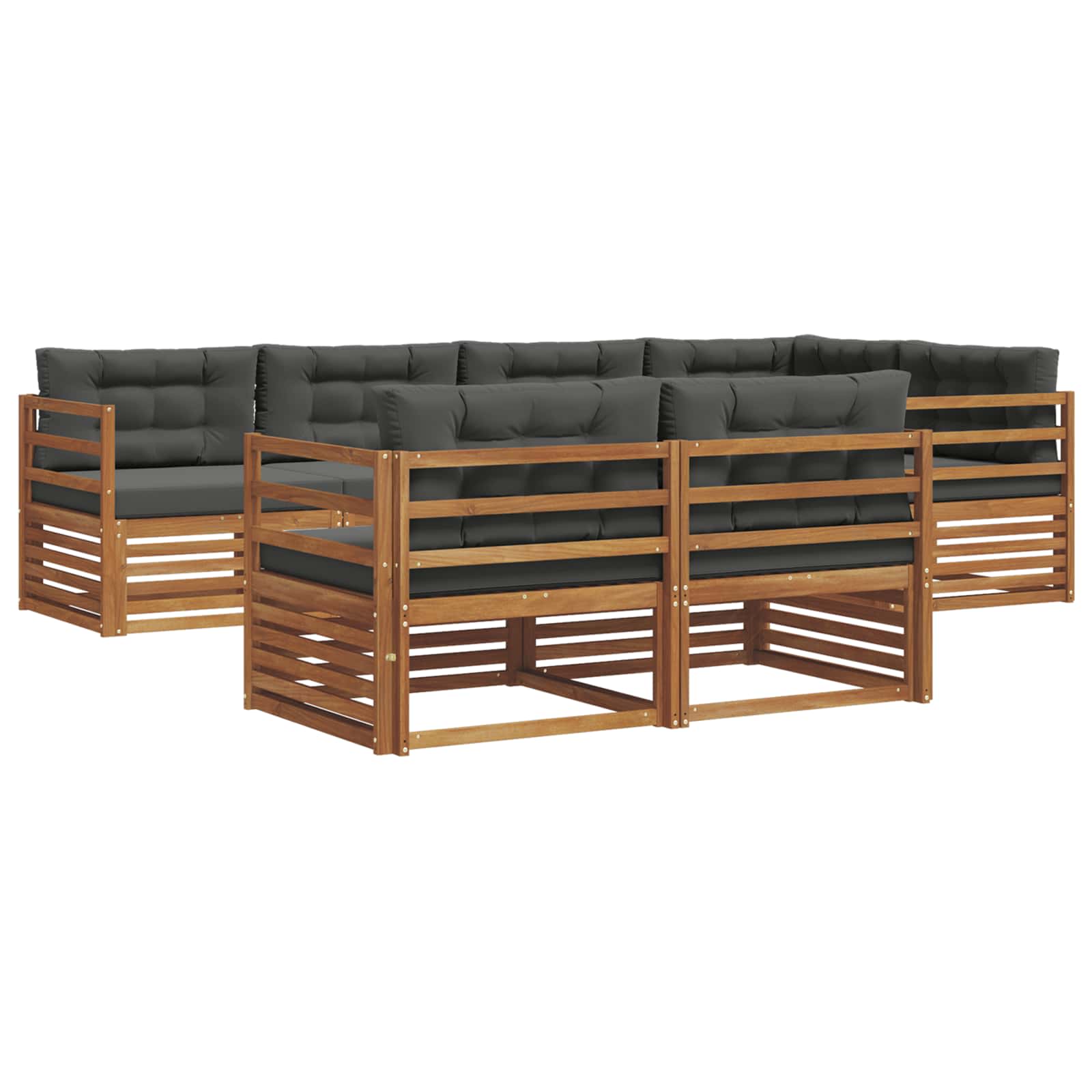 Outdoor-Sofagarnitur mit Kissen 7 pcs Natur und Anthrazit