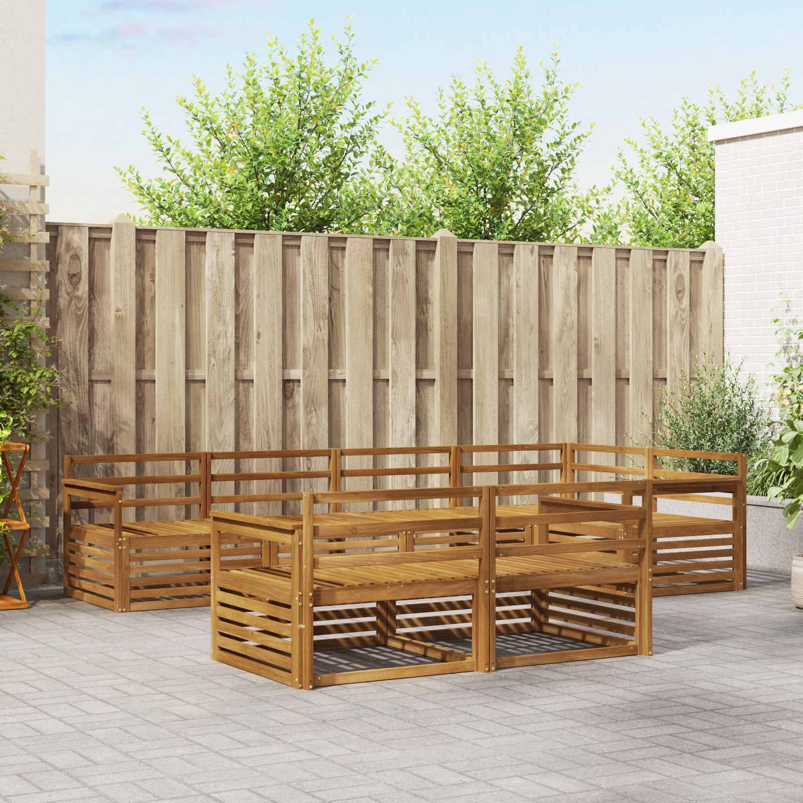 Outdoor-Sofagarnitur 7 pcs Natur Massivholz Akazie
