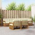 Outdoor-Sofagarnitur mit Kissen 7 pcs Natur und Creme
