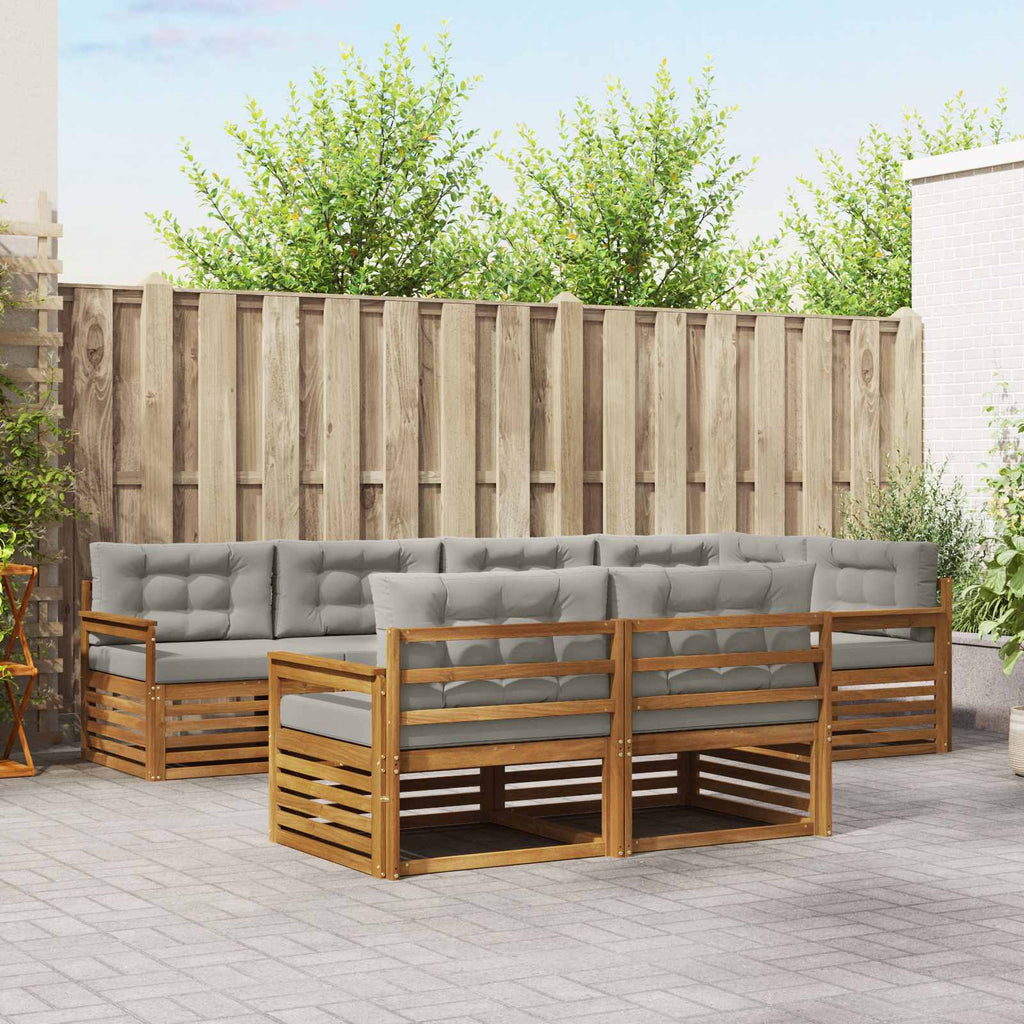 Outdoor-Sofagarnitur mit Kissen 7 pcs Natürlich und Hellgrau