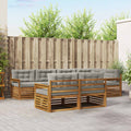 Outdoor-Sofagarnitur mit Kissen 7 pcs Natürlich und Hellgrau