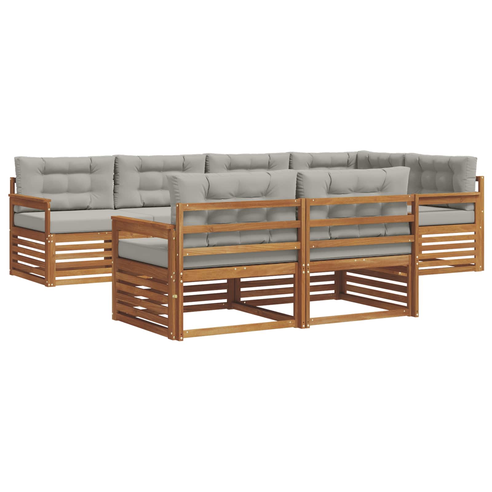 Outdoor-Sofagarnitur mit Kissen 7 pcs Natürlich und Hellgrau