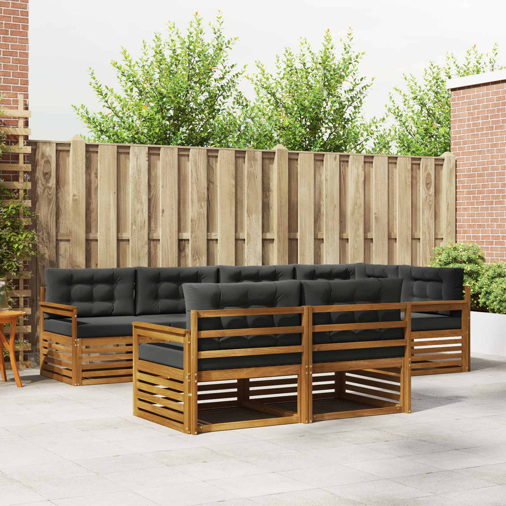 Outdoor-Sofagarnitur mit Kissen 7 pcs Natur und Anthrazit
