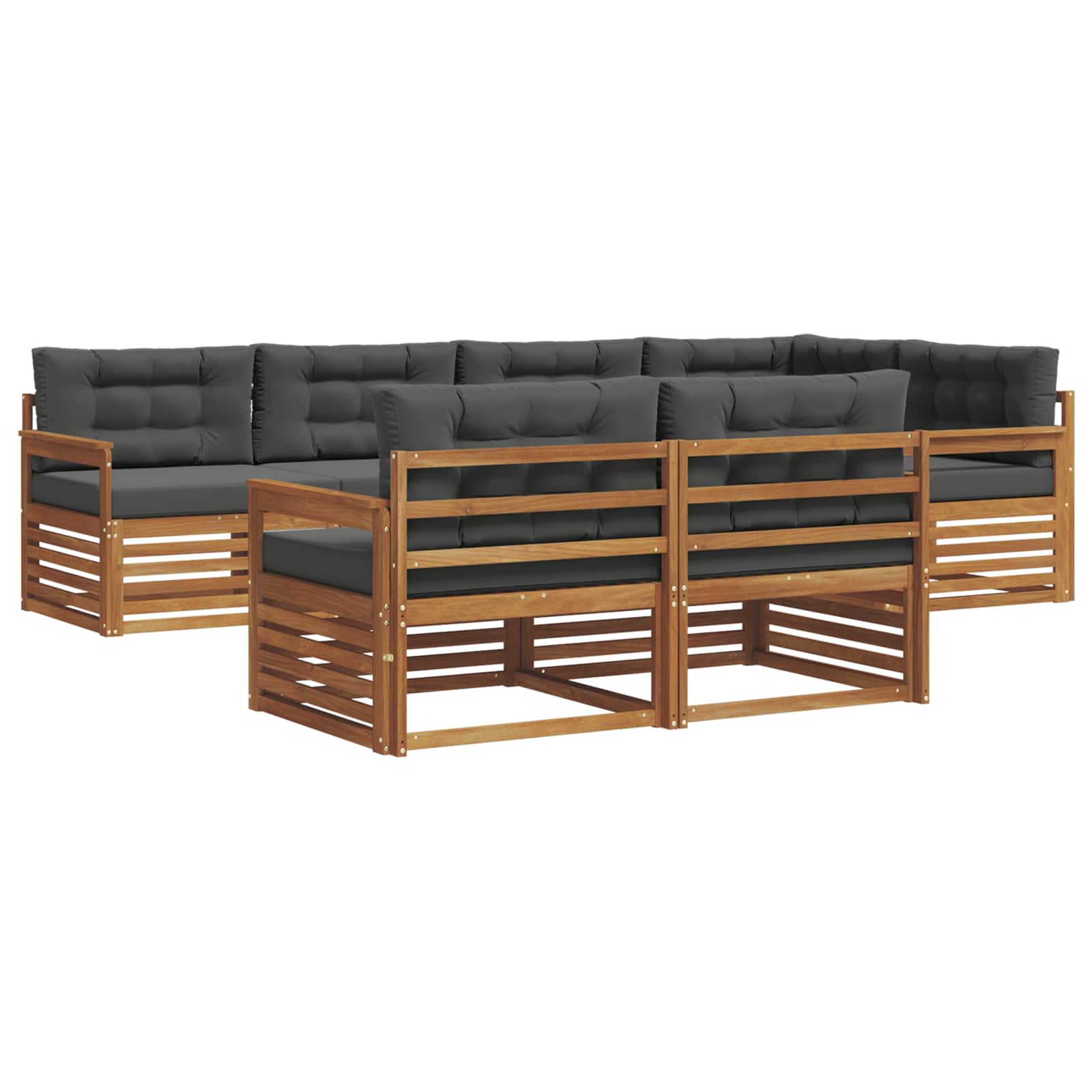 Outdoor-Sofagarnitur mit Kissen 7 pcs Natur und Anthrazit