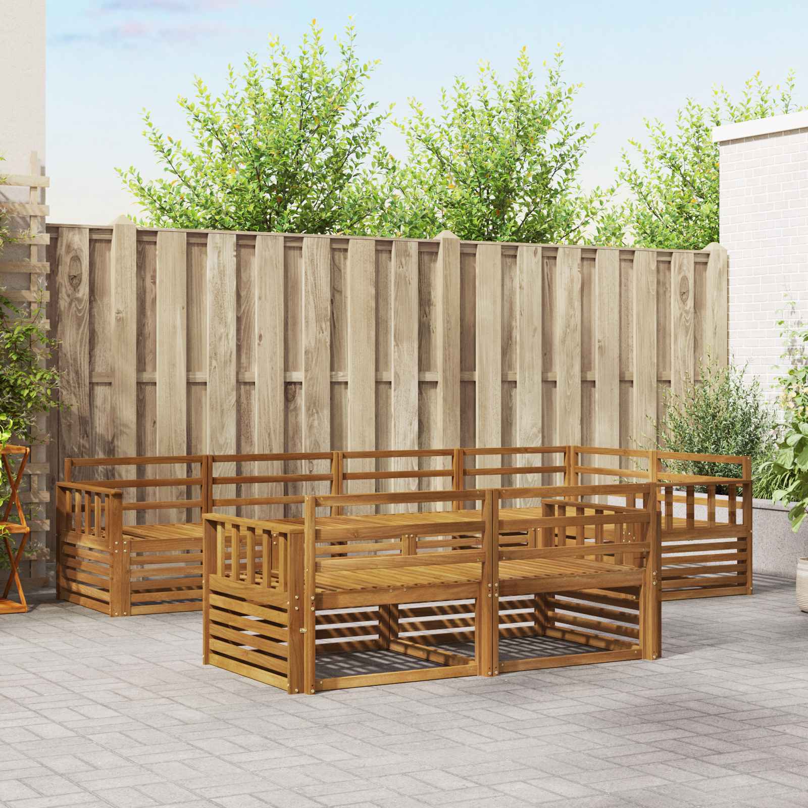 Outdoor-Sofagarnitur 7 pcs Natur Massivholz Akazie