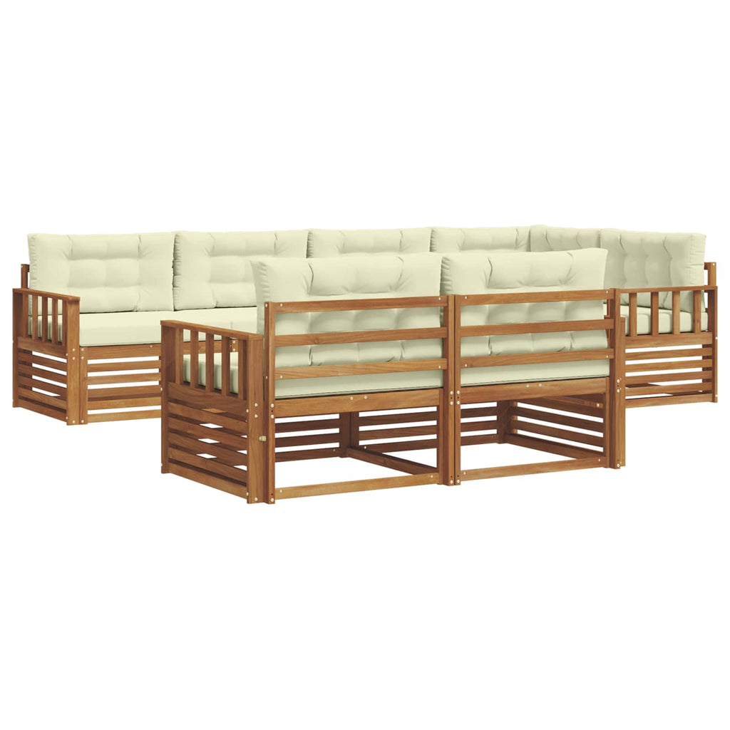 Outdoor-Sofagarnitur mit Kissen 7 pcs Natur und Creme