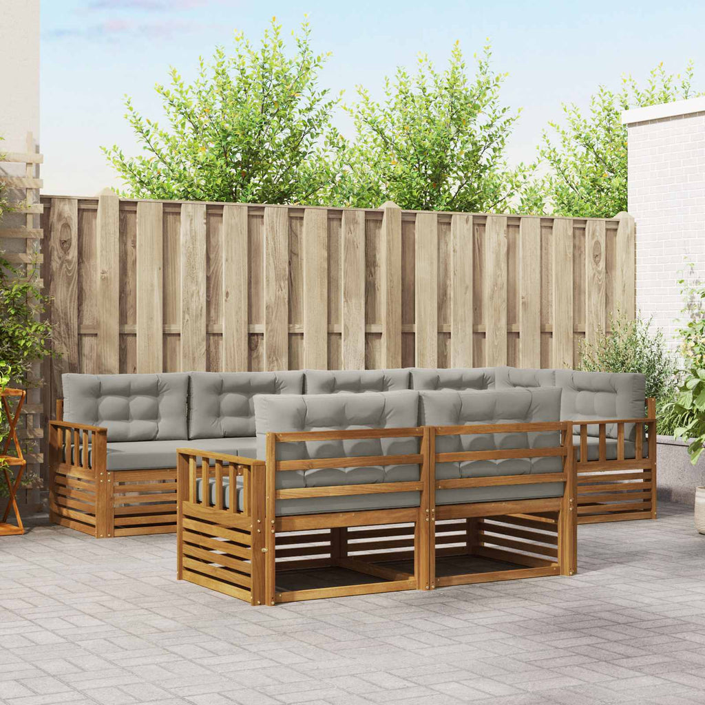 Outdoor-Sofagarnitur mit Kissen 7 pcs Natürlich und Hellgrau