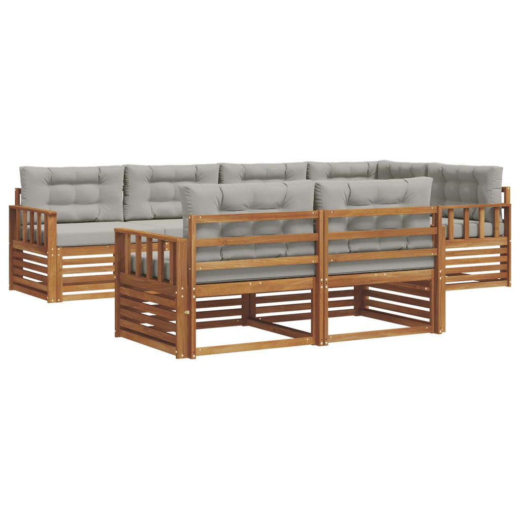 Outdoor-Sofagarnitur mit Kissen 7 pcs Natürlich und Hellgrau