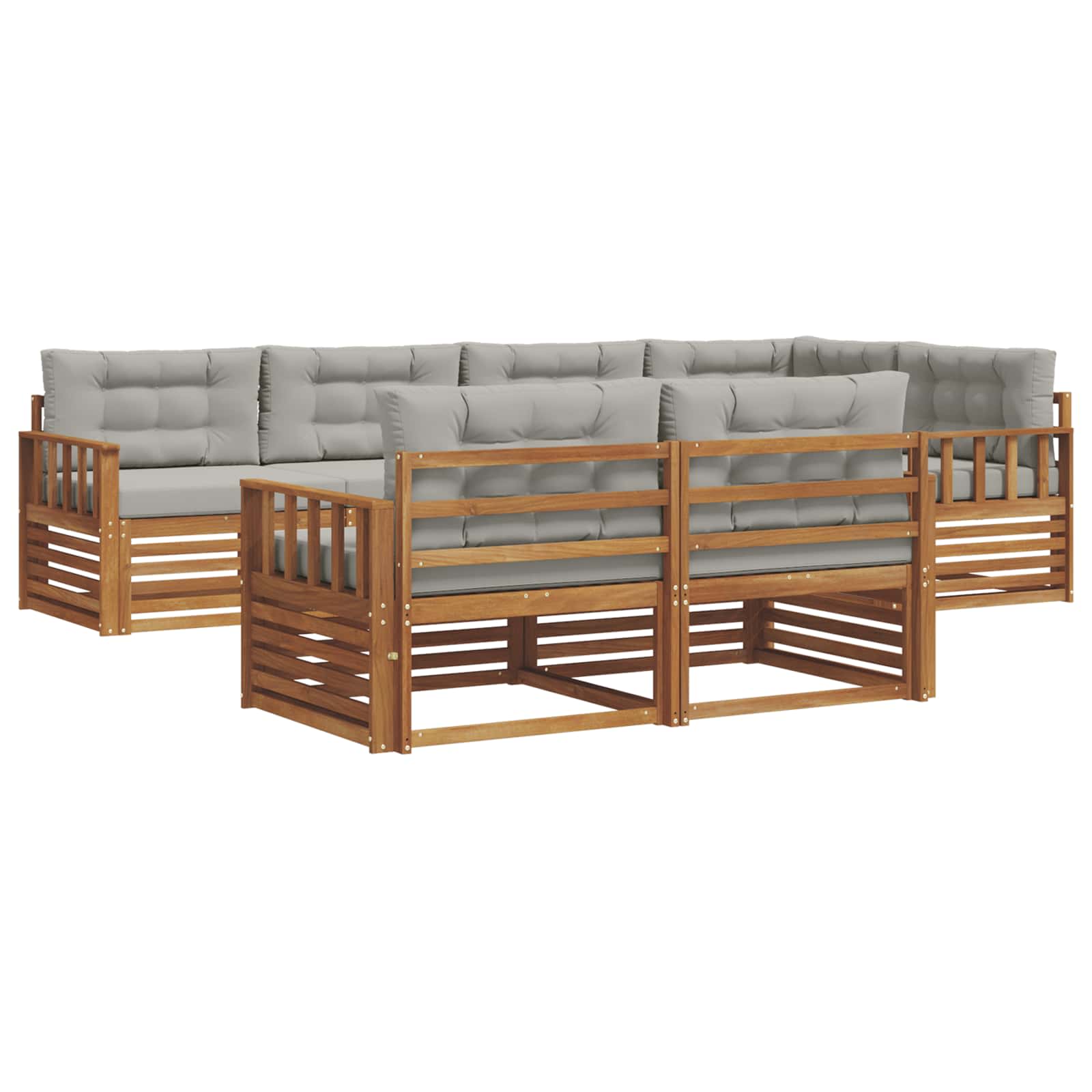 Outdoor-Sofagarnitur mit Kissen 7 pcs Natürlich und Hellgrau