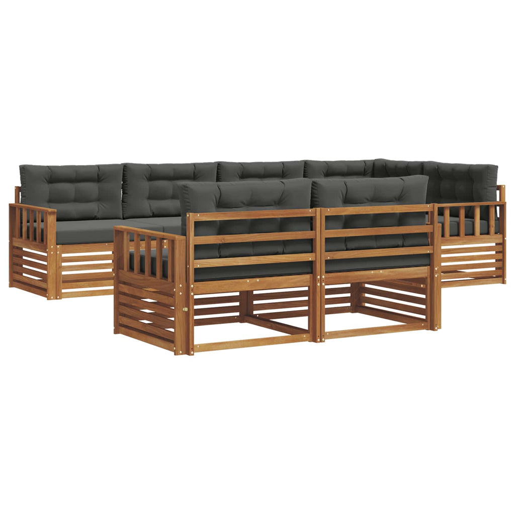 Outdoor-Sofagarnitur mit Kissen 7 pcs Natur und Anthrazit