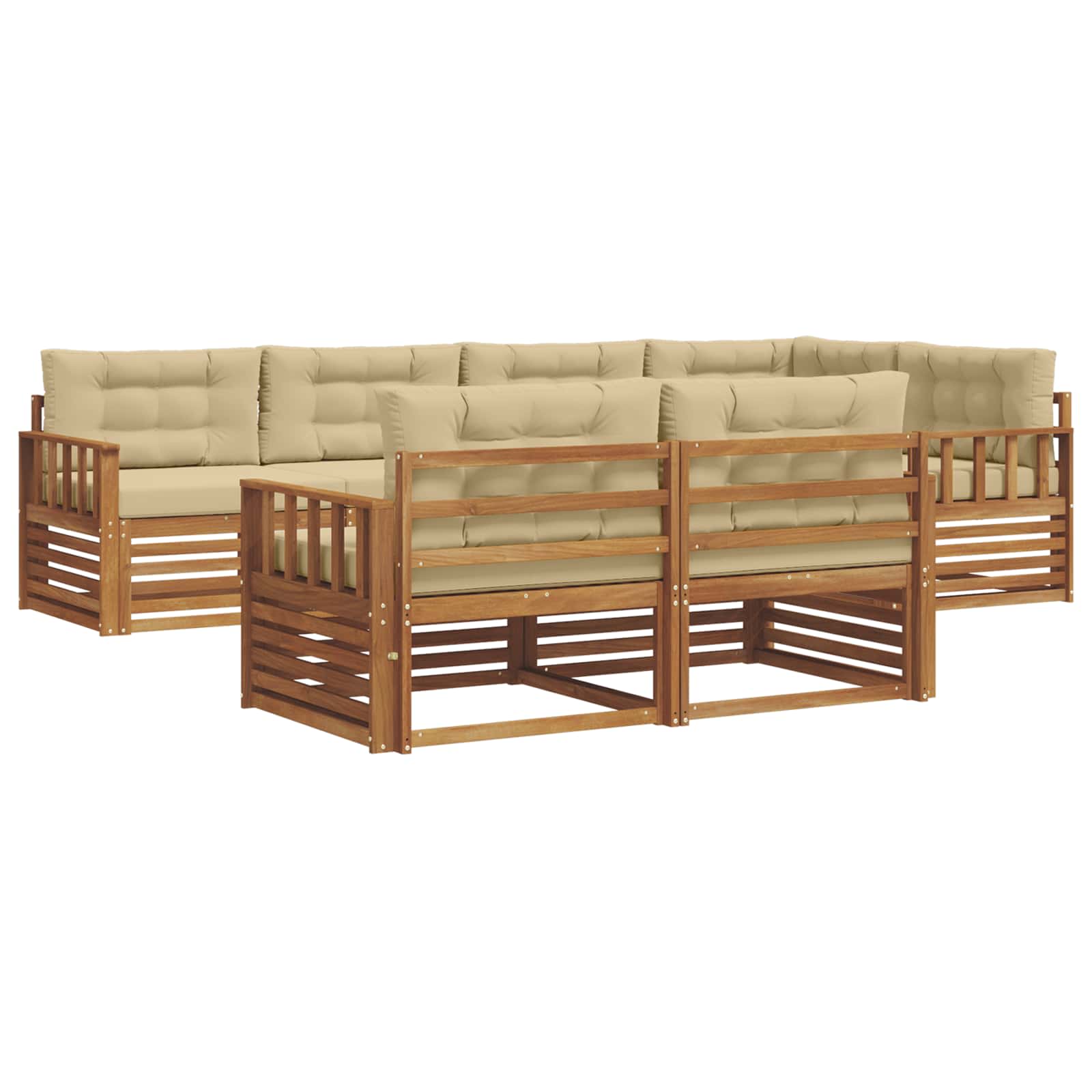 Outdoor-Sofagarnitur mit Kissen 7 pcs Natur und Beige