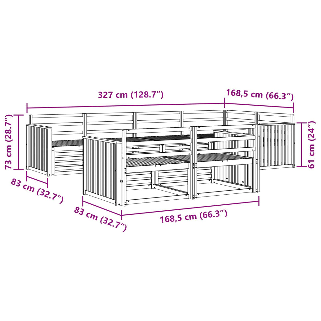 Outdoor-Sofagarnitur 7 pcs Natur Massivholz Akazie