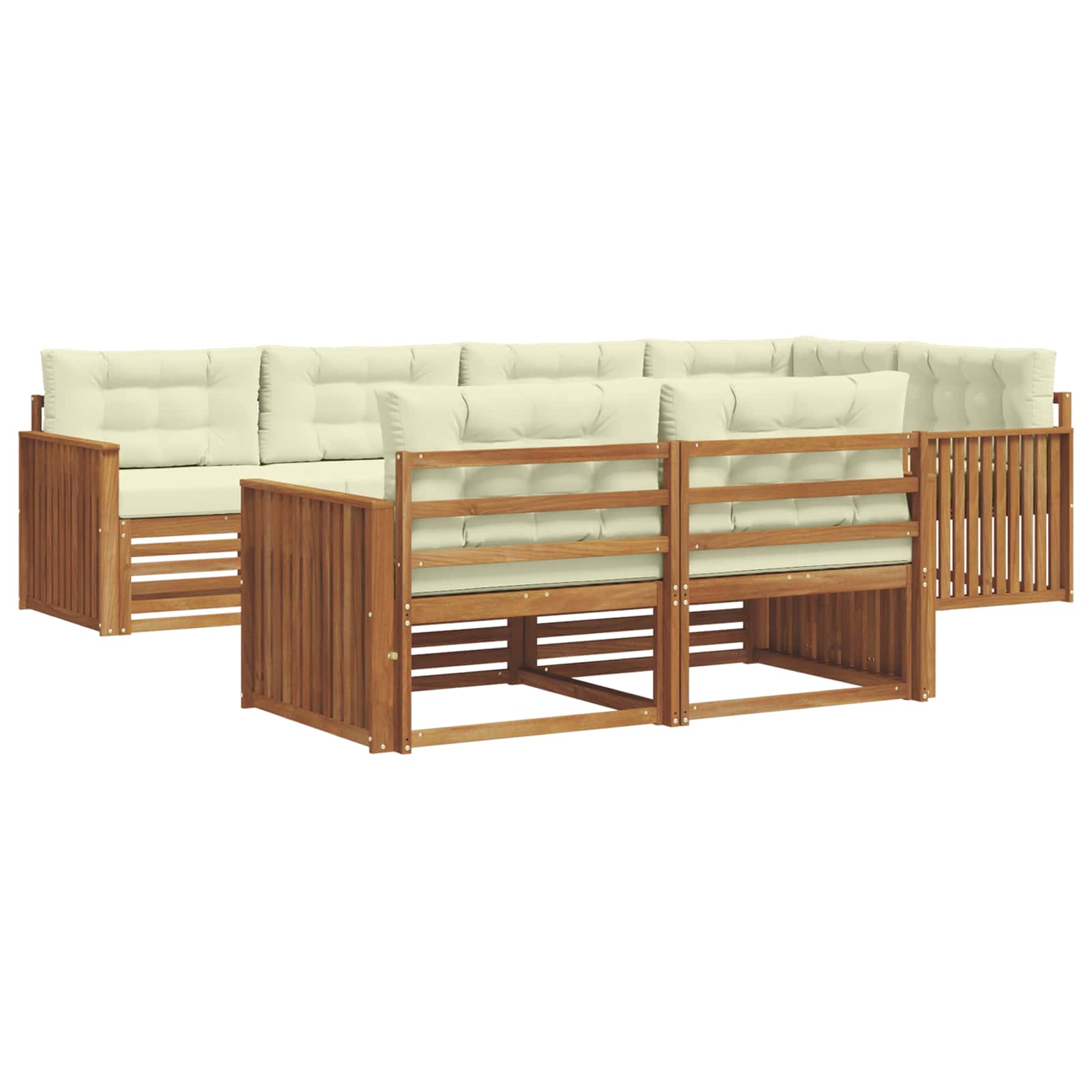 Outdoor-Sofagarnitur mit Kissen 7 pcs Natur und Creme