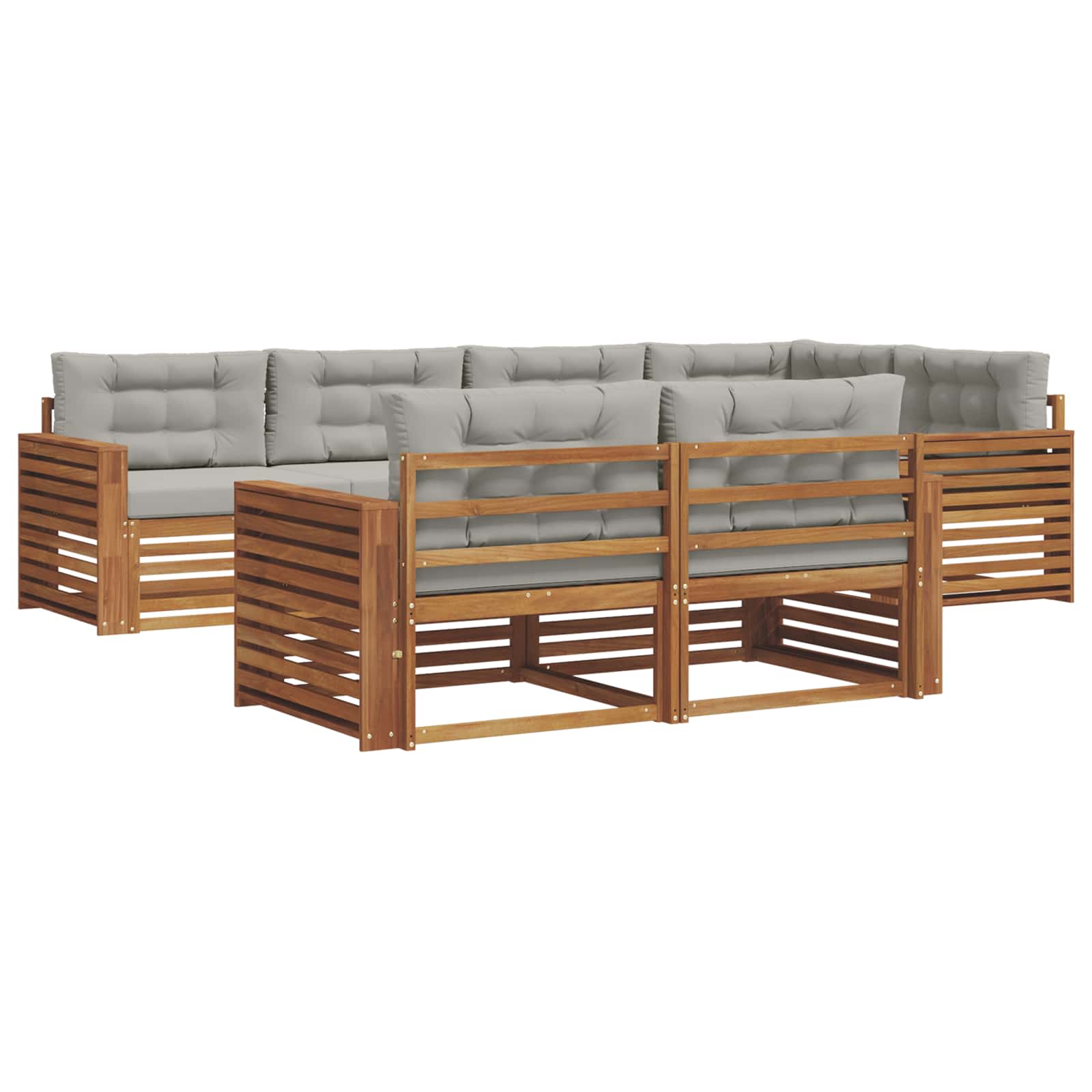 Outdoor-Sofagarnitur mit Kissen 7 pcs Natürlich und Hellgrau