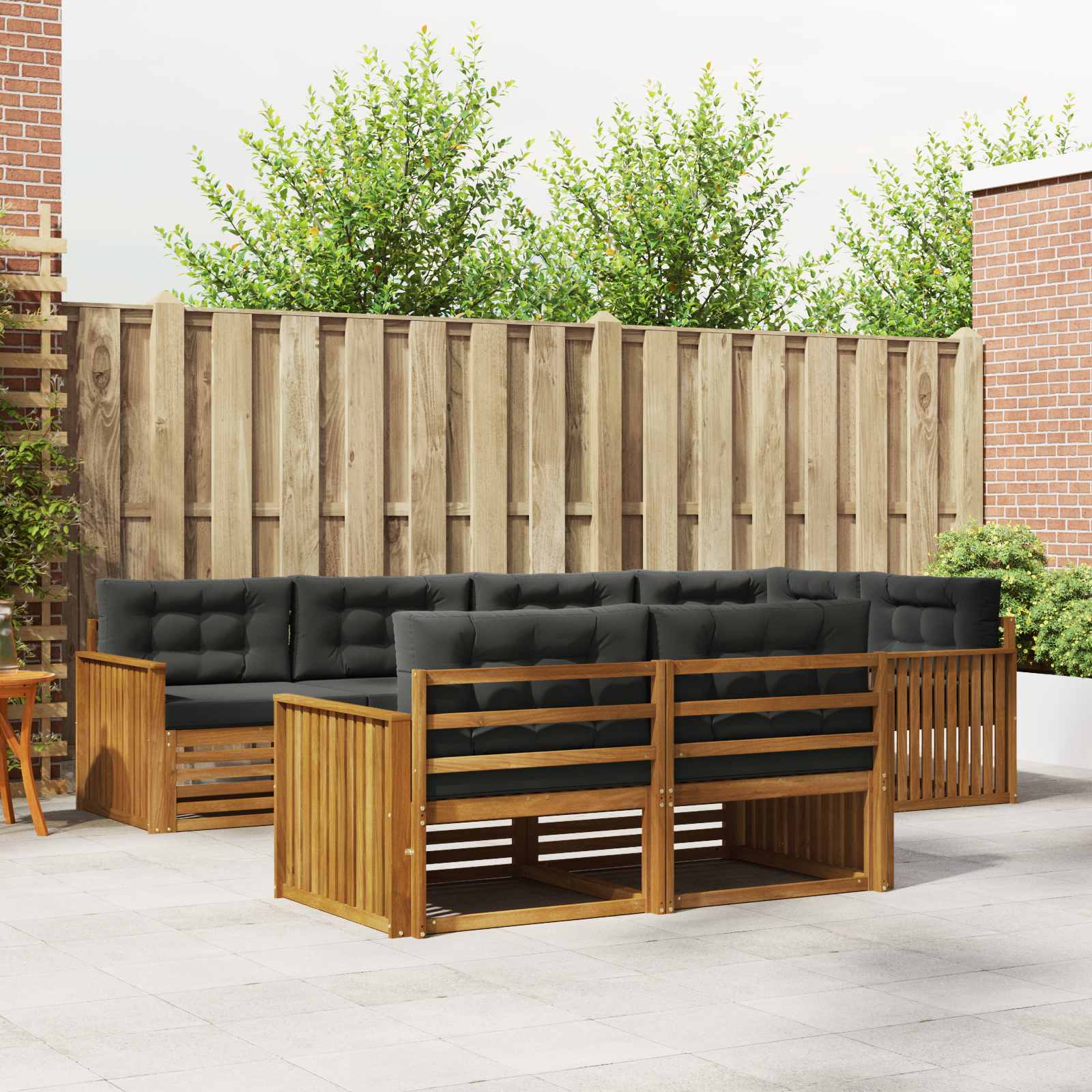 Outdoor-Sofagarnitur mit Kissen 7 pcs Natur und Anthrazit