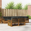 Outdoor-Sofagarnitur mit Kissen 7 pcs Natur und Anthrazit