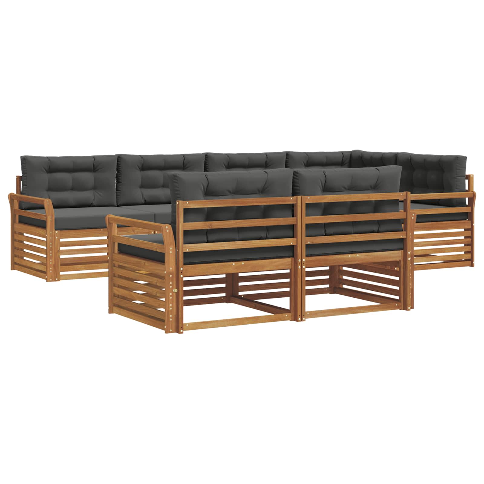 Outdoor-Sofagarnitur mit Kissen 7 pcs Natur und Anthrazit
