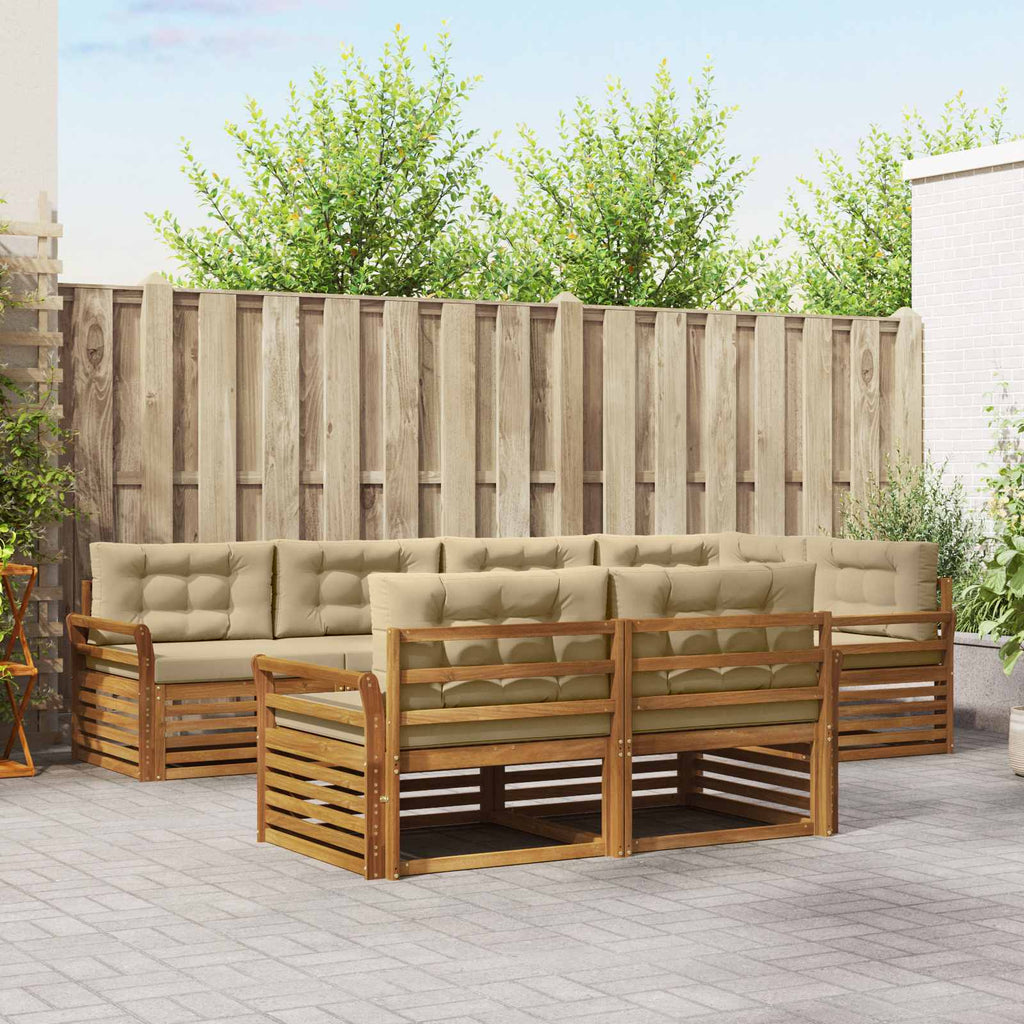 Outdoor-Sofagarnitur mit Kissen 7 pcs Natur und Beige