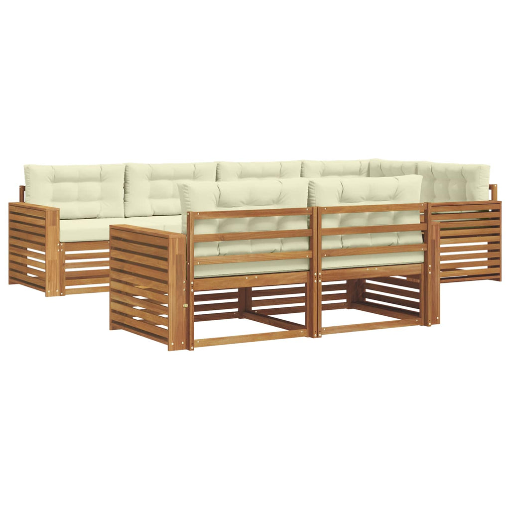 Outdoor-Sofagarnitur mit Kissen 7 pcs Natur und Creme