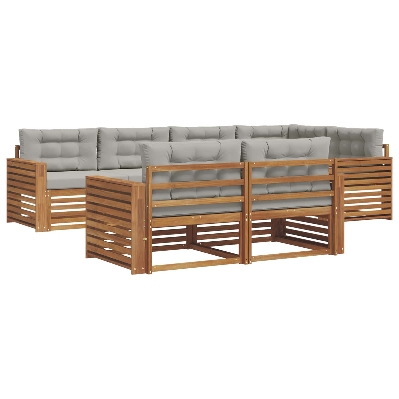 Outdoor-Sofagarnitur mit Kissen 7 pcs Natürlich und Hellgrau