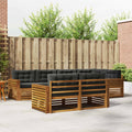 Outdoor-Sofagarnitur mit Kissen 7 pcs Natur und Anthrazit