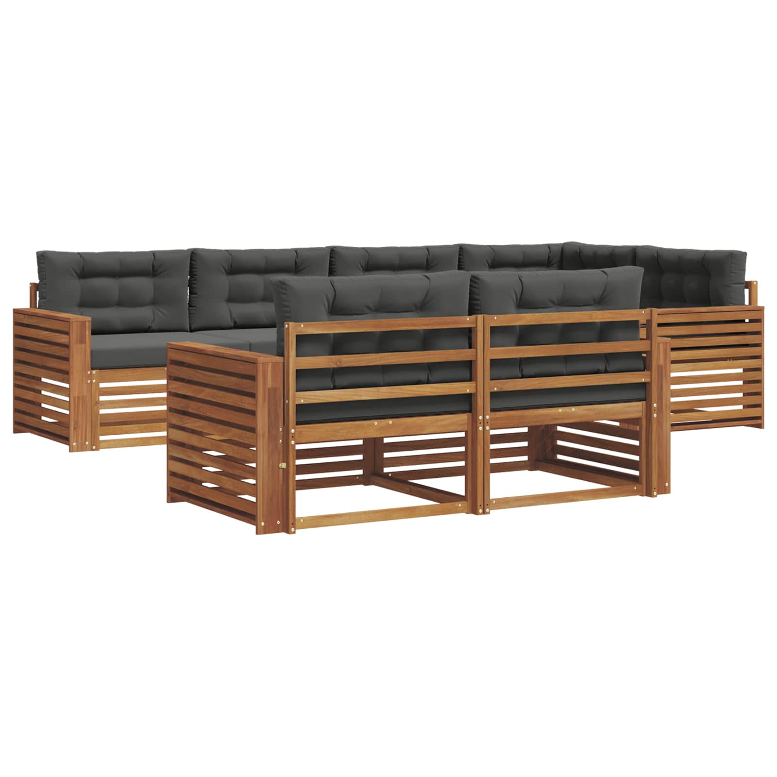 Outdoor-Sofagarnitur mit Kissen 7 pcs Natur und Anthrazit
