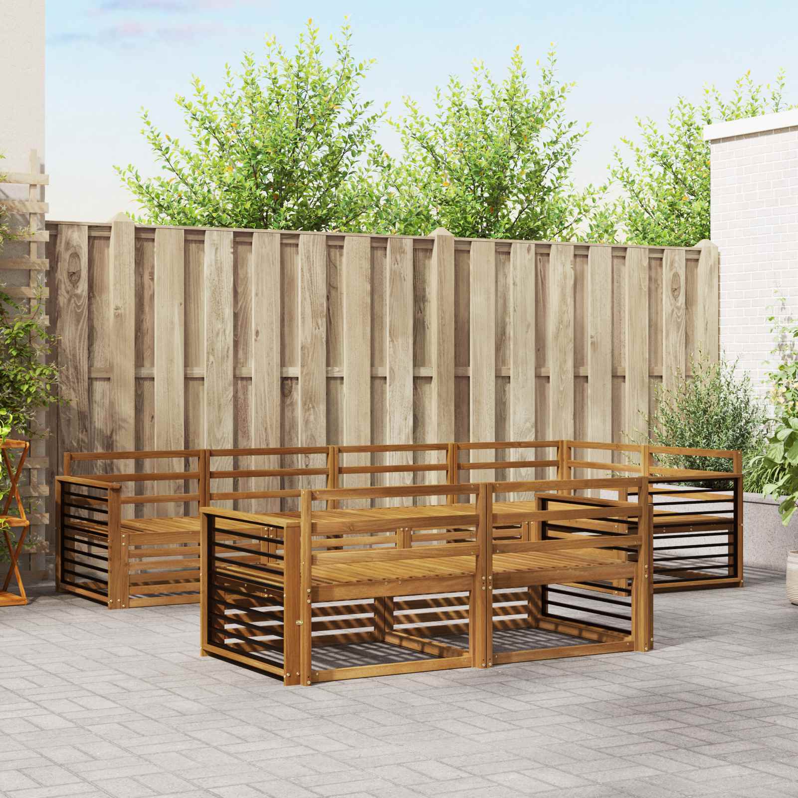 Outdoor-Sofagarnitur 7 pcs Natur Massivholz Akazie