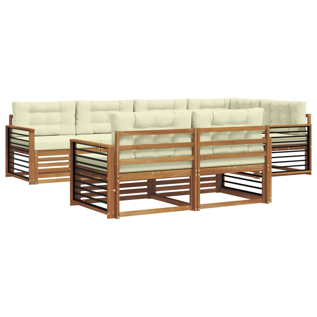Outdoor-Sofagarnitur mit Kissen 7 pcs Natur und Creme