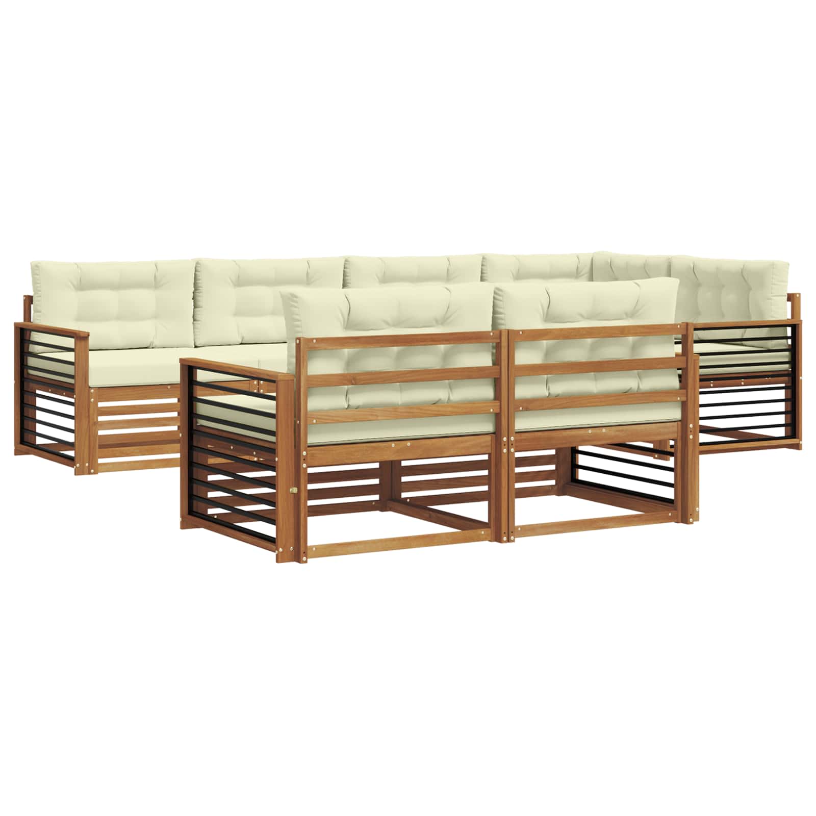 Outdoor-Sofagarnitur mit Kissen 7 pcs Natur und Creme
