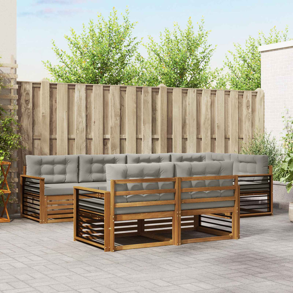 Outdoor-Sofagarnitur mit Kissen 7 pcs Natürlich und Hellgrau