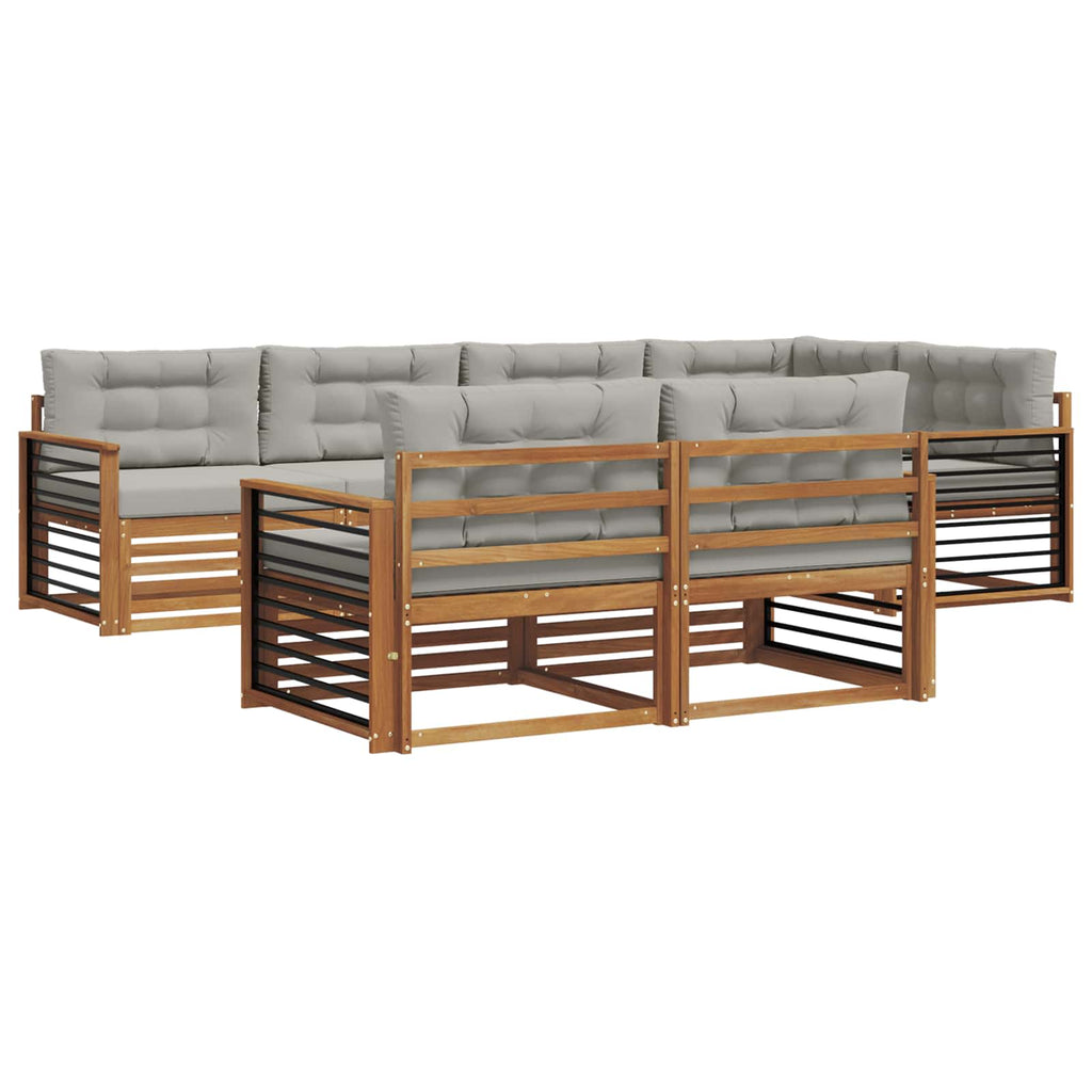 Outdoor-Sofagarnitur mit Kissen 7 pcs Natürlich und Hellgrau