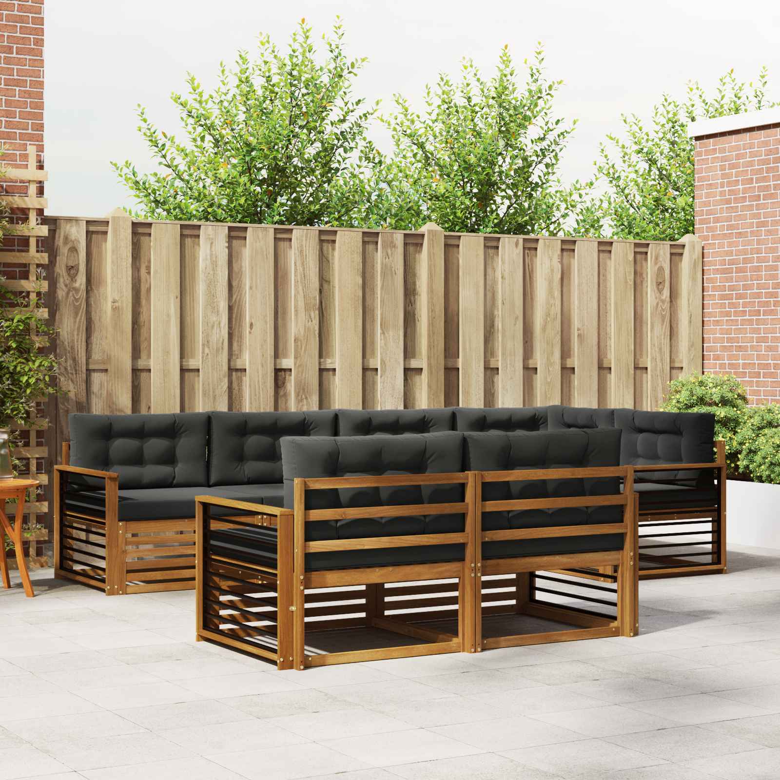 Outdoor-Sofagarnitur mit Kissen 7 pcs Natur und Anthrazit