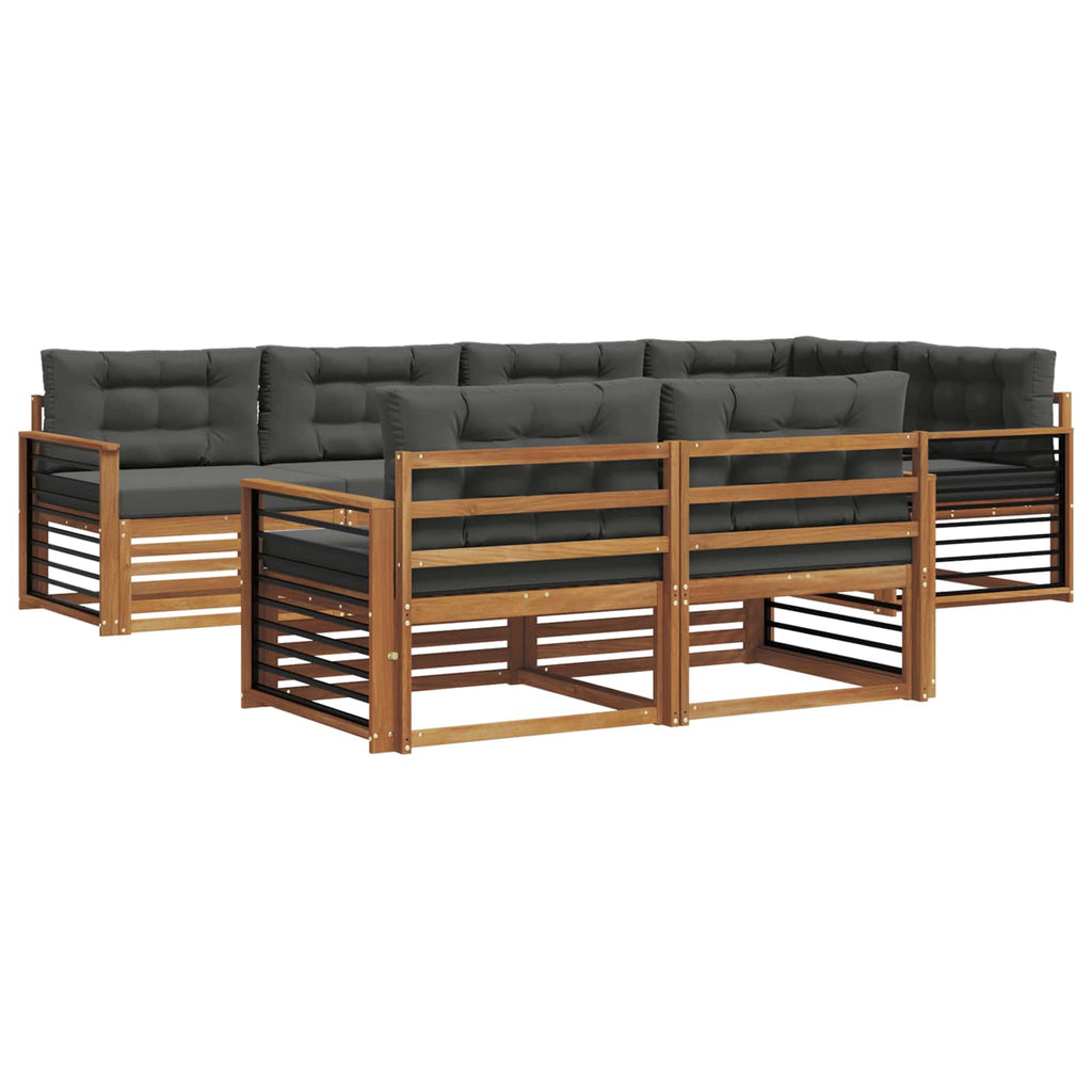 Outdoor-Sofagarnitur mit Kissen 7 pcs Natur und Anthrazit