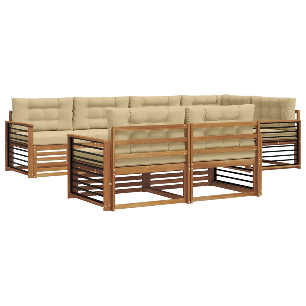 Outdoor-Sofagarnitur mit Kissen 7 pcs Natur und Beige